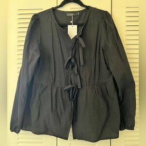 Zesica Black Long Sleeve Top with Ties